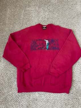 Vintage 90s Signal Sports Golfing Sweatshirt, Maroon, XXL, Golfer Swinging Graph